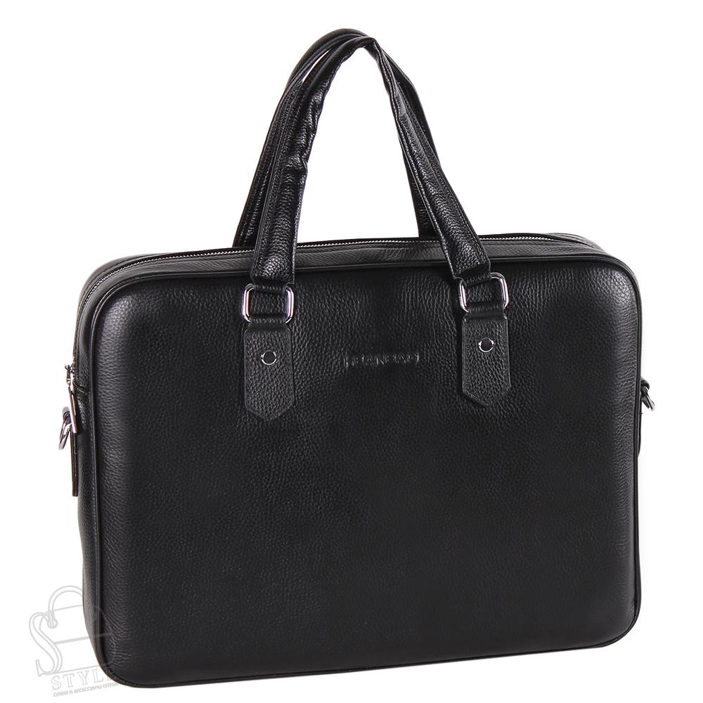 Портфель мужской кожаный 66239H black Heanbag