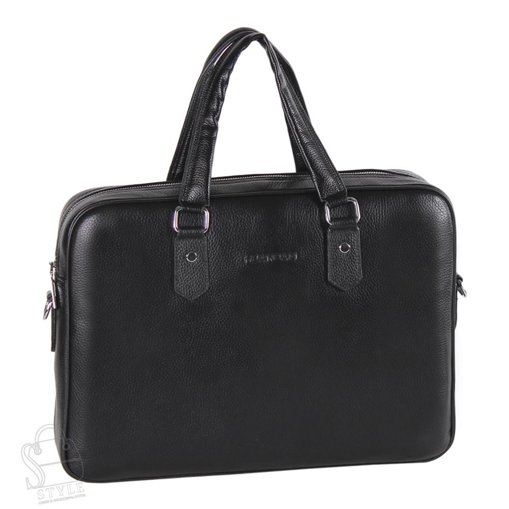 Портфель мужской кожаный 66239H black Heanbag