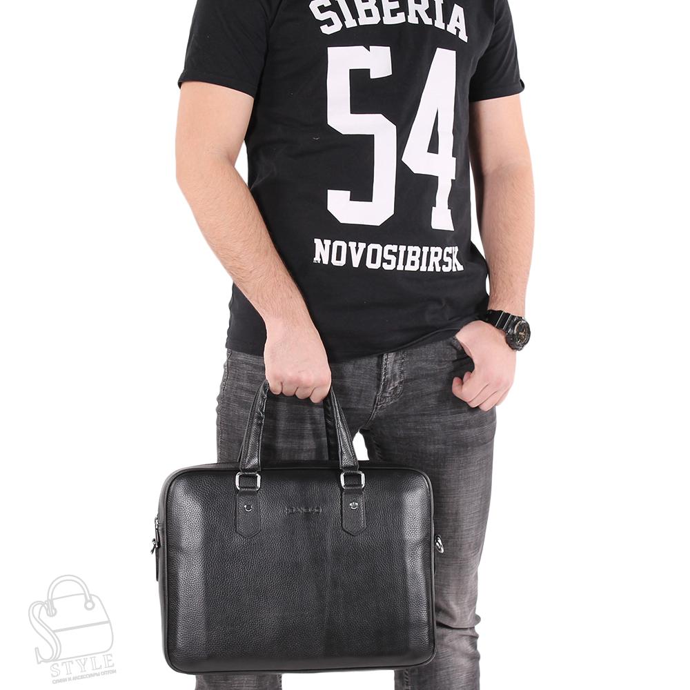 Портфель мужской кожаный 66239H black Heanbag