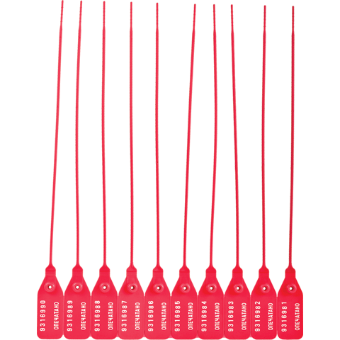 Пломба пластиковая номерная, самофиксир., длина рабочей части 220 мм, красная, 50 шт. в упаковке (600807)
