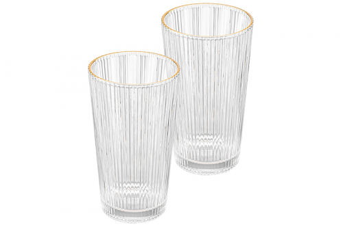 Набор 2 стеклянных стаканов рифленых 400 мл 7,5*7,5*14 см 