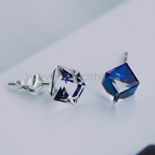 Серьги-гвоздики Миражи с синими кристаллами Swarovski