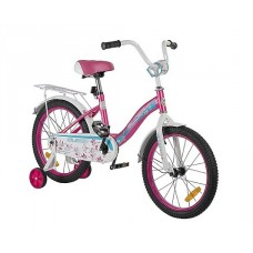 Велосипед 2-х колесный розов/белый с дополнительными колесами , диаметр 16