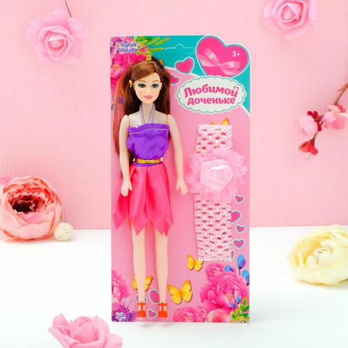 Кукла-модель на подложке с аксессуарами «Любимой доченьке», МИКС