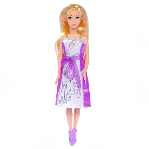 Кукла-модель «Лиза» в платье для рисования, с наклейками и аксессуаром, МИКС