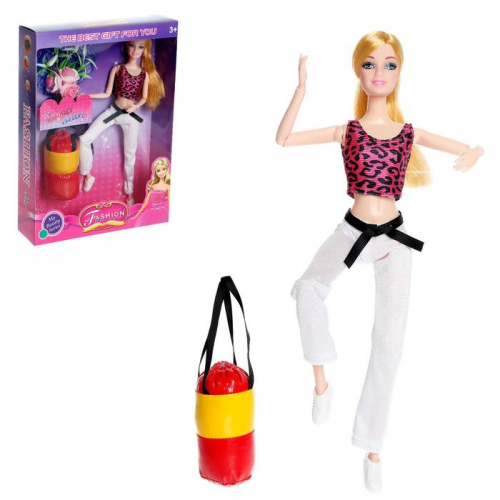 Кукла-модель шарнирная «Спортсменка с грушей» МИКС