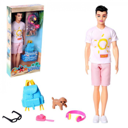Кукла-модель «Александр на пляже» с питомцем и аксессуарами, МИКС