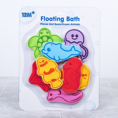 Набор игрушек для ванны «Учим морских животных»: фигурки-стикеры из EVA, 8 шт.