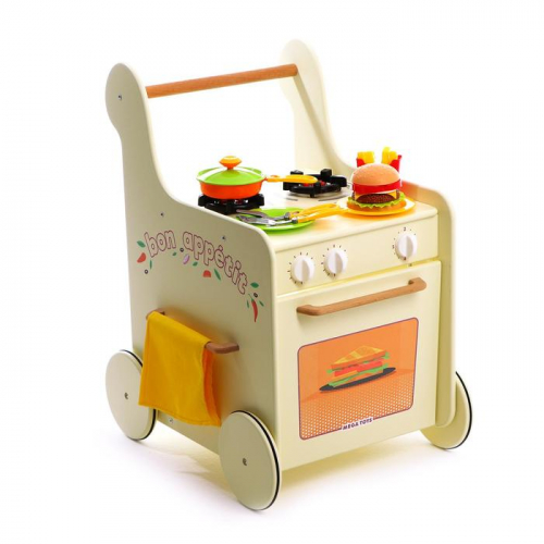 Детская игровая тележка-каталка с набором посуды «Гриль Мастер» жёлтая
