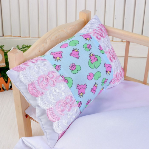 Постельное бельё для кукол «Царевна лягушка на голубом», простынь, одеяло, подушка
