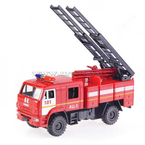 Машина металл. Kamaz 43502 Пожарная АЦ 15 см, (открыв. двери, подвиж дет, ) инерц, в коробке