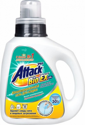ATTACK BioEX Концентрированный гель для стирки бутылка, 0,88 кг