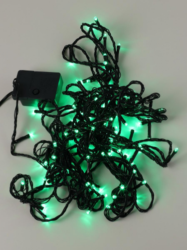 Гирлянда 100 LED 9 м зелёный провод зелёная