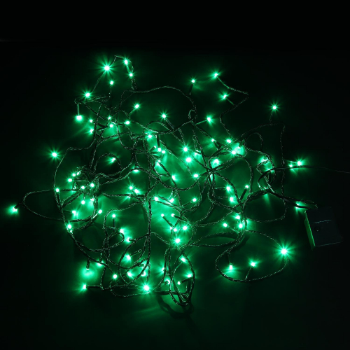 Гирлянда 100 LED 9 м зелёный провод зелёная