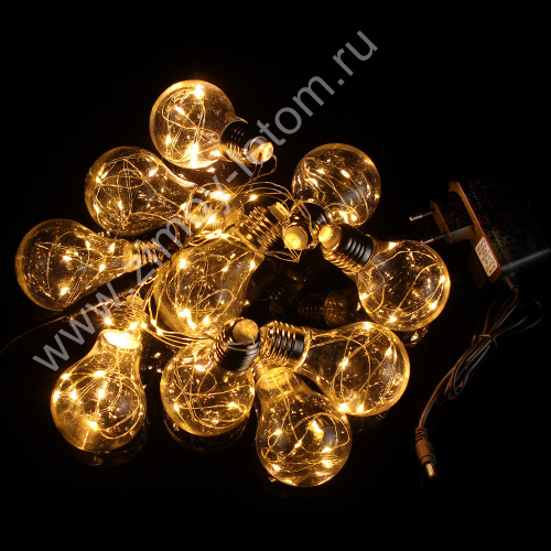 Гирлянда светодиодная роса в лампах 2,5 м 10 шт. 90 LED тёпло-белая