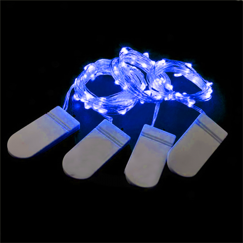 Гирлянда светодиодная роса 20 LED 2 м на плоских батарейках синяя