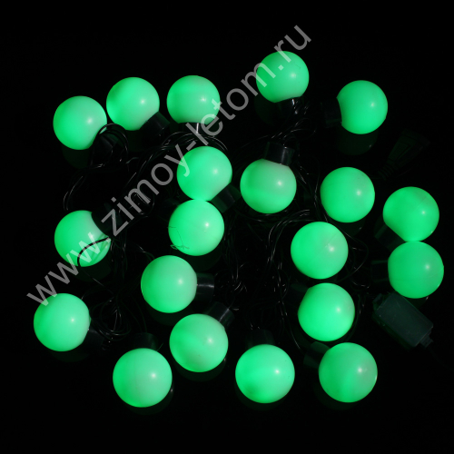 Гирлянда мультишарики d=5 см 20 LED 5 м зелёный провод зелёная