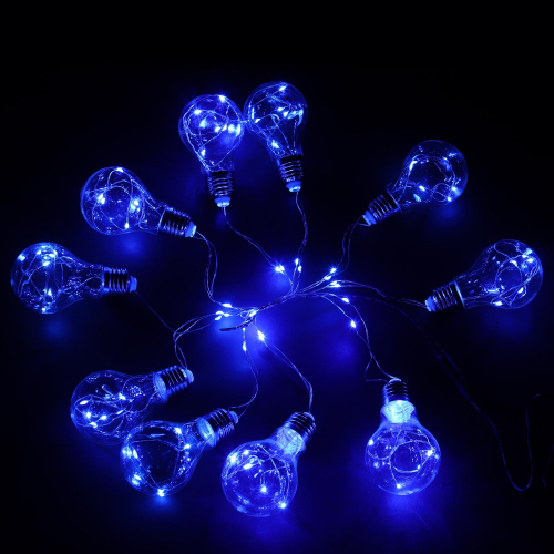Гирлянда светодиодная роса в лампах 2,5 м 10 шт. 90 LED синяя