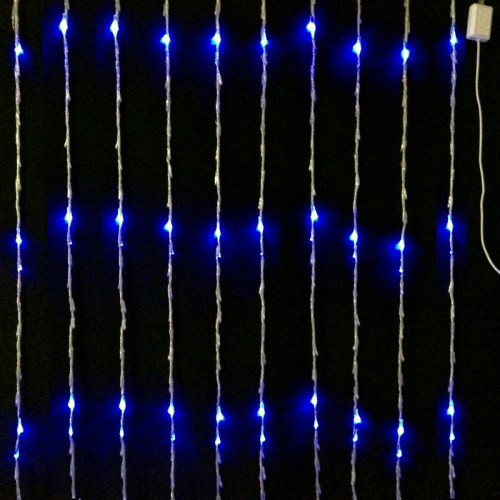 Занавес светодиодный водопад 240 LED 2*2 м прозрачный провод синий