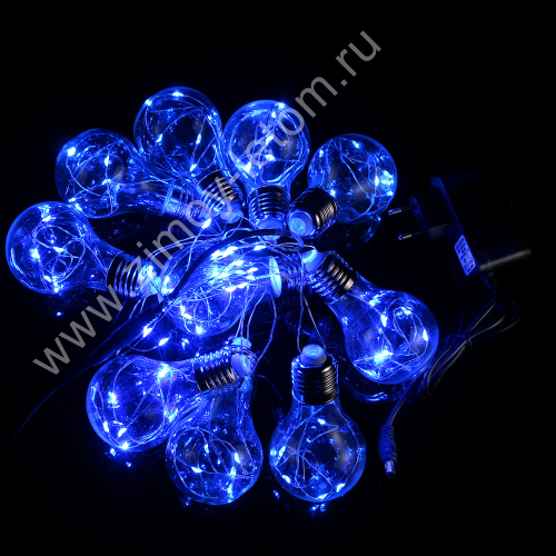 Гирлянда светодиодная роса в лампах 2,5 м 10 шт. 90 LED синяя