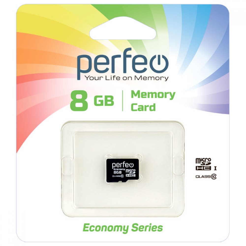 Карта памяти MicroSD Perfeo 8GB class 10 без адаптера
