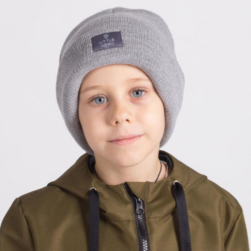 Двухслойная шапка для мальчика, цвет серый, размер 50-54