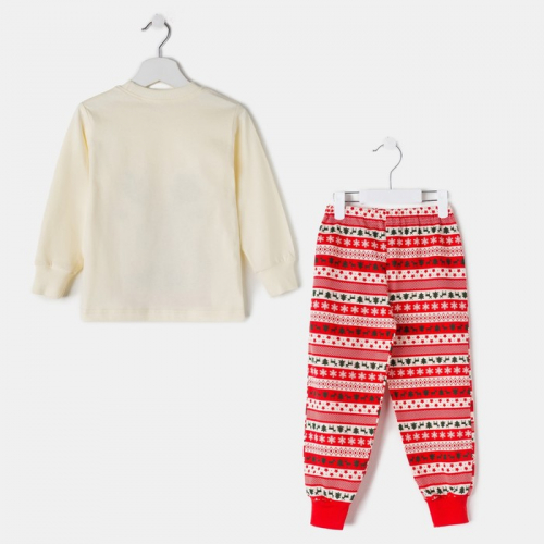 Пижама детская, цвет бежевый/красный, рост 104 см (56)