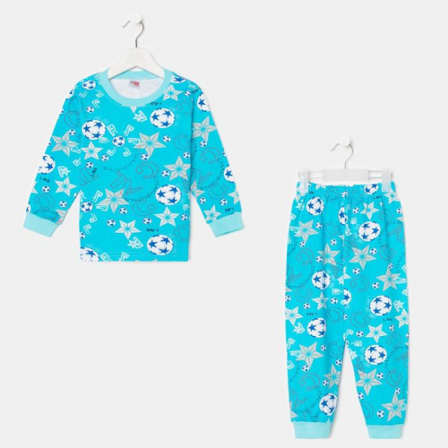Пижама для мальчика, цвет голубой/футбол, рост 98 см