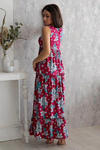 Платье П 148 (Бирюзовые цветы)