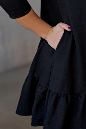 Платье с воланом П 175 (Черный)