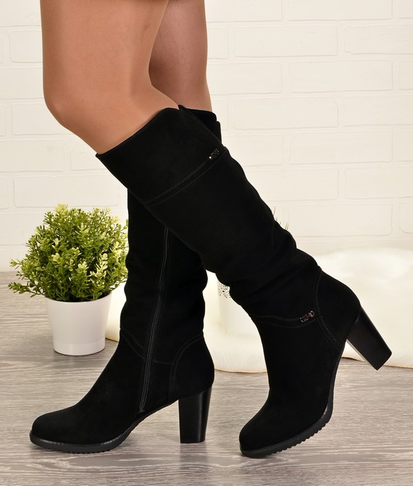 Meniani 336-15514M Сапоги женские чер нат замша, подклад нат мех (по всей длине модели)