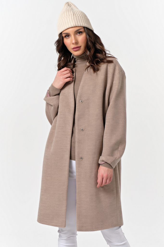 ст. цена5482руб.! Пальто демисезонное прямое из шерсти бежевое