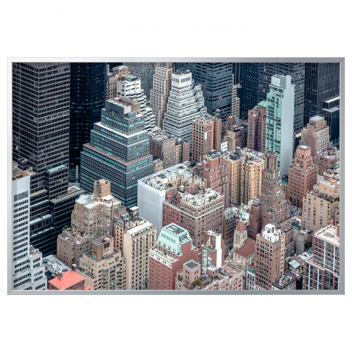 BJÖRKSTA БЬЁРКСТА, Картина с рамой, Нью-Йорк с высоты/цвет алюминия, 200x140 см