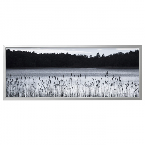 BJÖRKSTA БЬЁРКСТА, Картина с рамой, Лесное озеро/цвет алюминия, 140x56 см