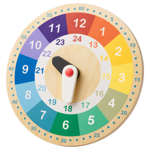 UNDERHÅLLA УНДЕРХОЛЛА, Обучающие деревянные часы, разноцветный, 25 см