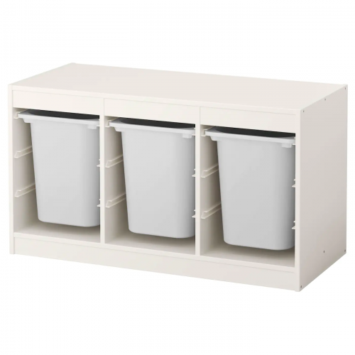 TROFAST ТРУФАСТ, Комбинация д/хранения+контейнеры, белый/белый, 99x44x56 см