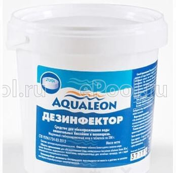 Комплексное средство для дезинфекции воды в бассейне Aqualeon 3 таблетки/200 гр. (банка, 0,6 кг)