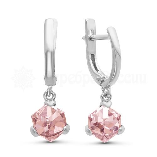 Серьги из серебра с кристаллами Сваровски родированные 925 пробы 0072с-223