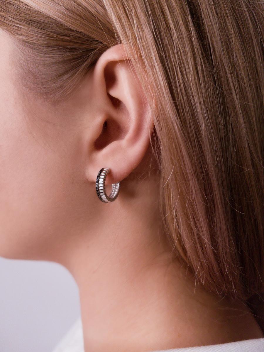 Серьги-пусеты из серебра с нат.шпинелью родированные 925 пробы С-7265рчр416