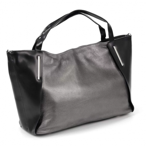 Женская кожаная сумка 184 Блек/Сильвер