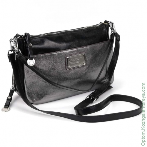 Женская кожаная сумка D-3725-1 Блек Сильвер