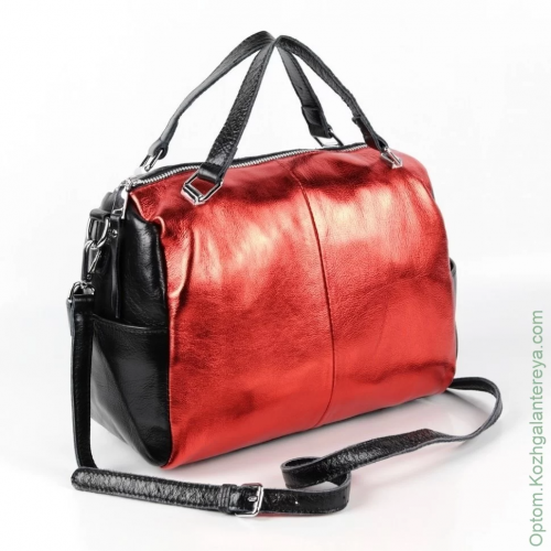 Женская кожаная сумка D-1916 Блек/Ред