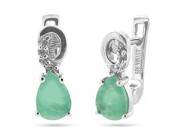 Серьги из серебра изумруд, Алена