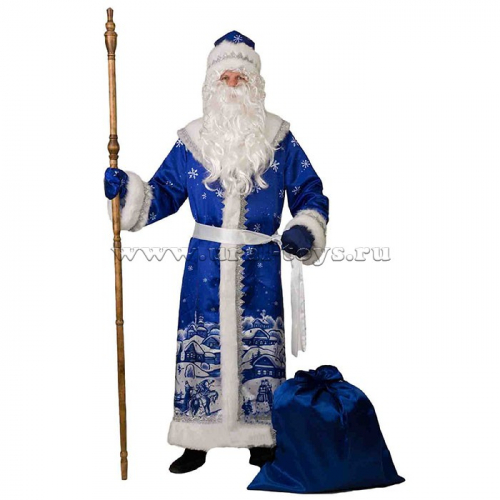 Карнавальный костюм Дед Мороз сатин принт 