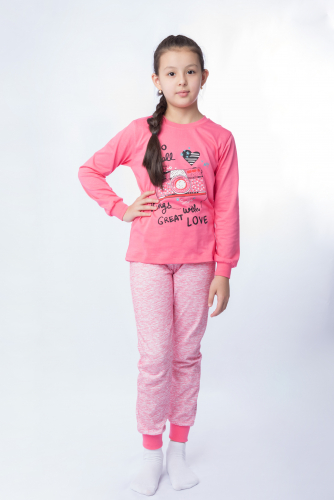 Пижама для девочки N33K-59 розовый                (меланж)