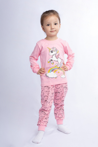 Пижама для девочки N33K-36 св.розовый / розовый (единорги)