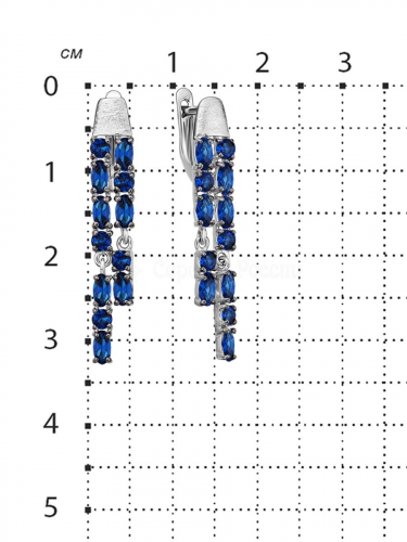 Серьги из серебра с пл.кварцем цв.сапфир родированные 925 пробы 02-4а1474108р