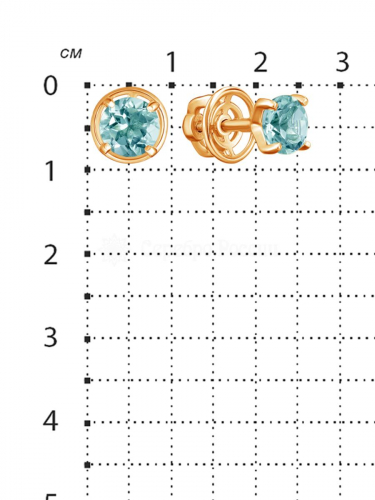 Серьги-пусеты из золочёного серебра с нат.Sky топазом 925 пробы 2-3119з402