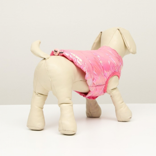 Куртка для собак двухсторонняя с утяжкой,  размер 8 (ДС 23 см, ОГ 30, ОШ22 см), розовая