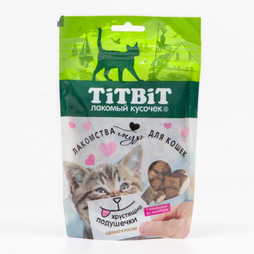 Хрустящие подушечки TitBit для кошек, с паетом из говядины, 100 г